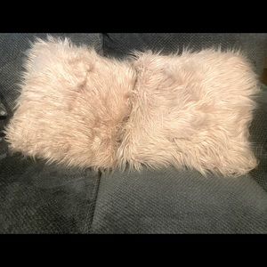 Pink Faux Fur Accent Pillow